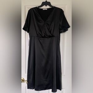 Black Satin Midi Dress